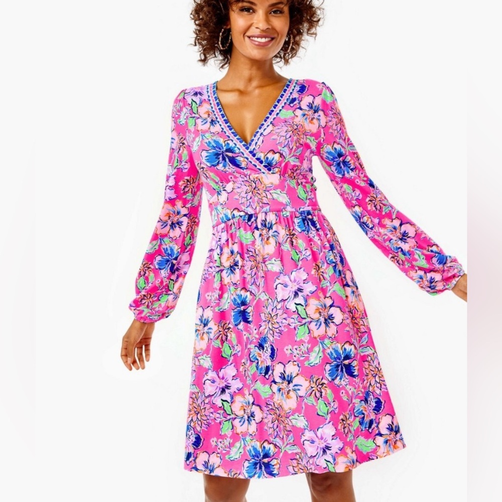 Lily Pulitzer Carmilla Pink Isle Last Bud Not Least Print - Picture 1 of 13